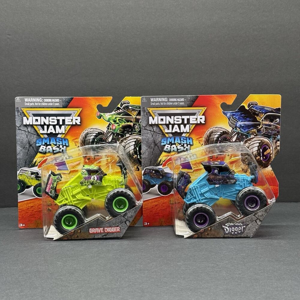 2025 Monster Jam Truck 1:64 Smash & Bash Series 1 & 2 Grave Digger Sonuva Digger